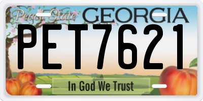 GA license plate PET7621
