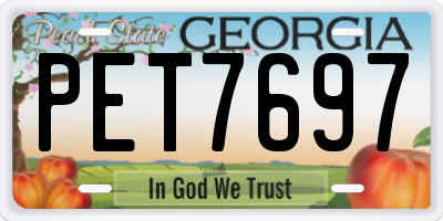 GA license plate PET7697