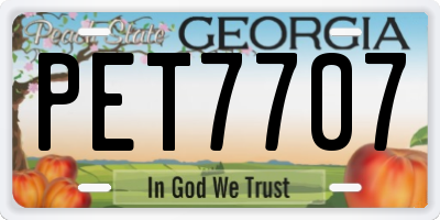 GA license plate PET7707