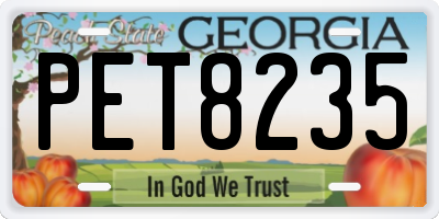 GA license plate PET8235