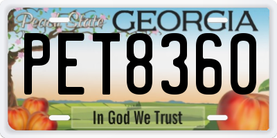GA license plate PET8360