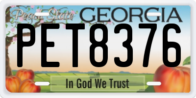 GA license plate PET8376