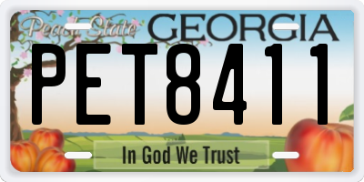 GA license plate PET8411