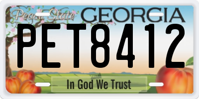 GA license plate PET8412