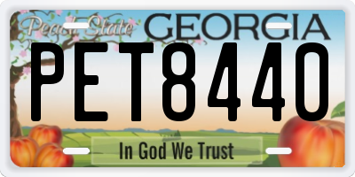 GA license plate PET8440