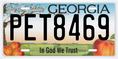 GA license plate PET8469