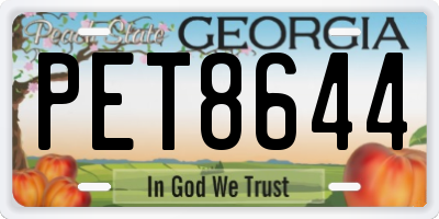 GA license plate PET8644