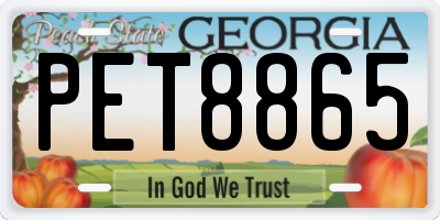 GA license plate PET8865