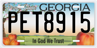 GA license plate PET8915