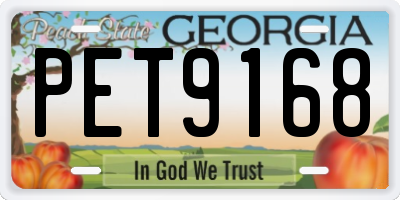 GA license plate PET9168
