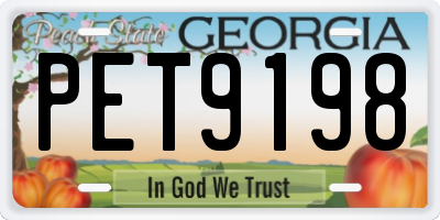 GA license plate PET9198