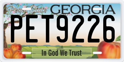 GA license plate PET9226