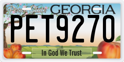 GA license plate PET9270