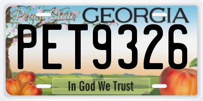 GA license plate PET9326