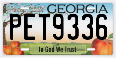 GA license plate PET9336
