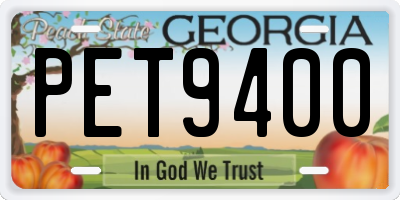 GA license plate PET9400