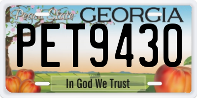 GA license plate PET9430