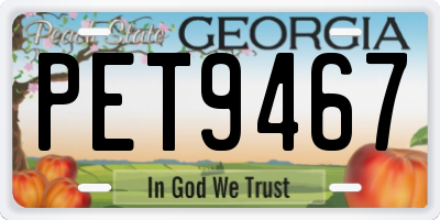 GA license plate PET9467