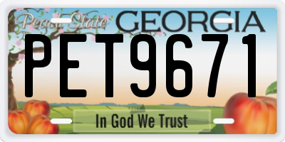 GA license plate PET9671