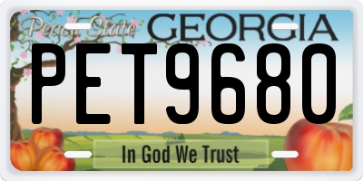 GA license plate PET9680