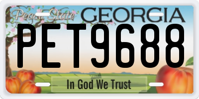 GA license plate PET9688