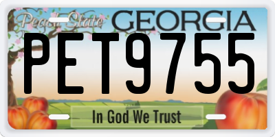 GA license plate PET9755