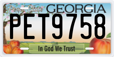 GA license plate PET9758