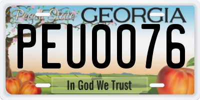 GA license plate PEU0076