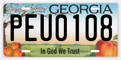 GA license plate PEU0108