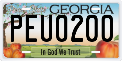 GA license plate PEU0200