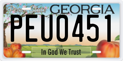 GA license plate PEU0451