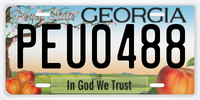GA license plate PEU0488