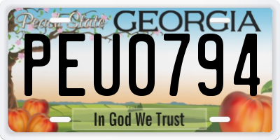 GA license plate PEU0794