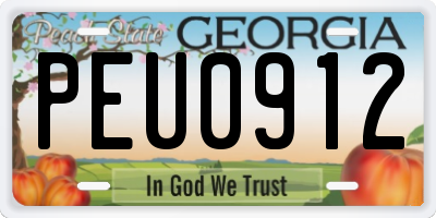 GA license plate PEU0912