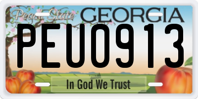 GA license plate PEU0913
