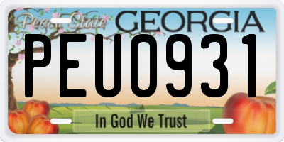 GA license plate PEU0931