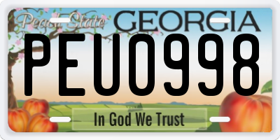 GA license plate PEU0998