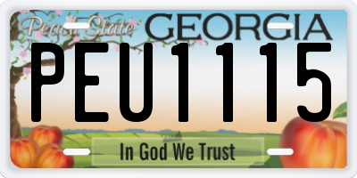 GA license plate PEU1115