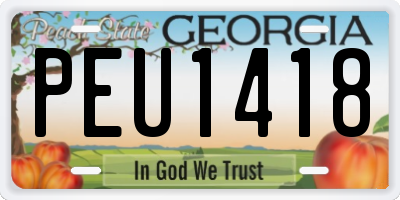 GA license plate PEU1418
