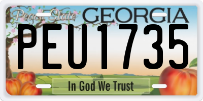 GA license plate PEU1735