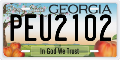 GA license plate PEU2102