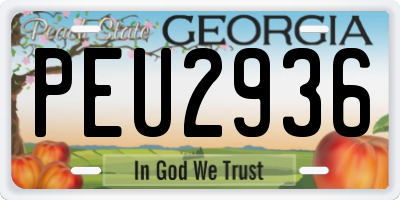GA license plate PEU2936
