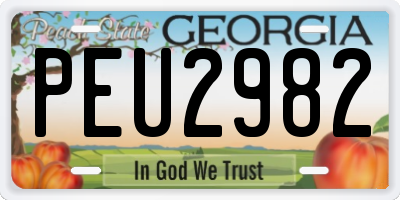 GA license plate PEU2982