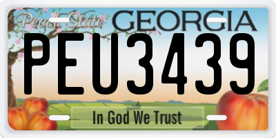 GA license plate PEU3439