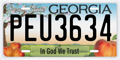 GA license plate PEU3634