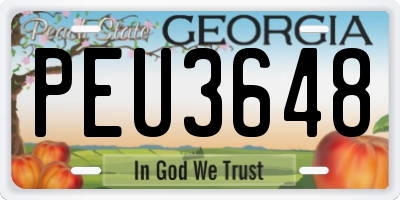 GA license plate PEU3648