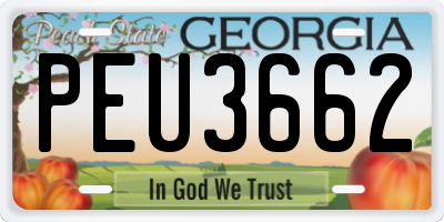 GA license plate PEU3662