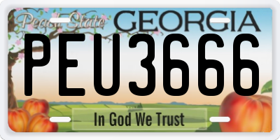 GA license plate PEU3666