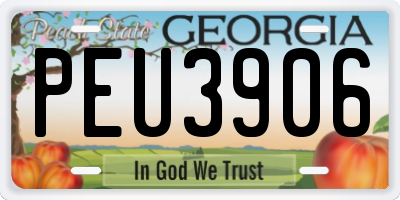 GA license plate PEU3906