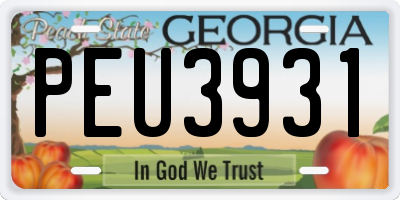 GA license plate PEU3931